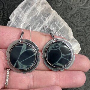 Spiderweb Obsidian Earrings Stone Crystal Jewelry